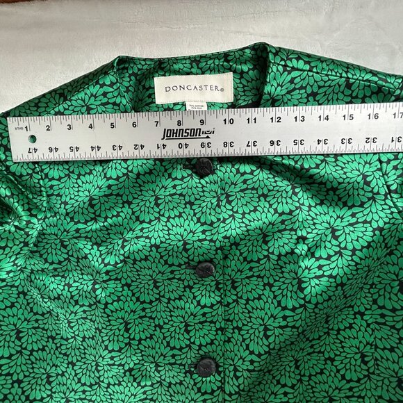 Doncaster Women's Floral Blazer Jacket Green Black Cotton Silk Formal Coat - Picture 7 of 9